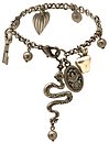 image for bracelet charming The Alchemist white Very Light Antique Silver (hang-in snake, apple, wings, key, heart & pearls together)