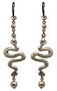 image for earring dangling The Alchemist white Very Light Antique Silver (hang-in pearls & snake in line)