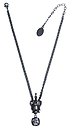 image for necklace Rough Kingdom black Very Dark Antique Silver (crown metal with rose & crystal silver shade stone on a chain neckline)