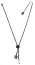image for necklace-Y Rough Kingdom black Very Dark Antique Silver (metal rose with 2 lines hang-in teardrop like stone & crown metal in the centre; chain neckline)