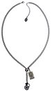image for necklace-Y Rough Kingdom brown antique silver/antique brass (crystal golden shadow with chain & flower-crown metal along a chain neckline)