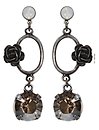 image for earring stud dangling Rough Kingdom brown antique silver (SS 29: white opal; hang-in metal with flower & SS 60: crystal golden shadow)