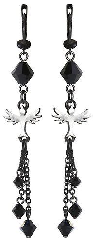 image for earring dangling Rough Kingdom black   hang-in diamond-cut bead, 