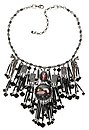 image for necklace collier Las Vegas Cabaret black Antique Silver Very Dark (dancing girl, casino-stone & hang-in several elements along half an S-chain neckline)