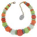 image for necklace collier Africanica multi antique brass (multiple ball elements with stones around)