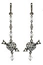 image for earring dangling Cupids Love white antique brass (long; heart with arrow)