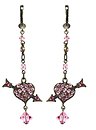 image for earring dangling Cupids Love rose antique brass (long; heart with arrow)
