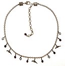 image for necklace Love's Destiny red antique brass (pistols, hearts and tutuis)