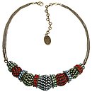 image for necklace Africanica multi antique brass (several ball elements along half the chain neckline)