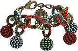 image for bracelet charming Africanica multi antique brass (several hang-in balls along a knot-like chain with stones)