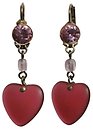 image for earring eurowire Love's Destiny red antique brass