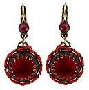 image for earring eurowire dangling Mongolian Princess red siam antique brass