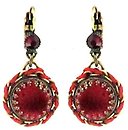image for earring eurowire dangling Mongolian Princess red ruby antique brass