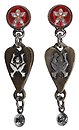 image for earring stud dangling Rough Kingdom multi antique silver/antique brass (coloured flower, designed heart metal & tutui together)