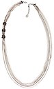 image for necklace (long) Gordian Knot black Light Antique Silver (3 bended small knots with jet hematite stones on one side of a 4 lines 110 cm chain neckline)