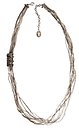 image for necklace (long) Gordian Knot white Light Antique Silver (bended big knot with crystal silver shade stones on one side of a multiple chain neckline)