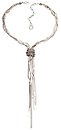 image for necklace-Y Gordian Knot white Light Antique Silver (bended knot with crystal silver shade stones in the centre of a multiple chain neckline)