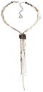 image for necklace-Y Gordian Knot black Light Antique Silver (bended knot with jet hematite stones in the centre of a multiple chain neckline)