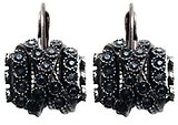 image for earring eurowire Gordian Knot black jet hematite Light Antique Silver (bended knot with jet hematite stones)