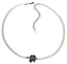 image for necklace Gordian Knot black jet hematite Light Antique Silver (bended knot in the centre with jet hematite stones)