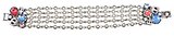 image for bracelet Pirates in Paris multi antique silver (5 lines of pearls; different coloured stones, bones & skulls in the sides)