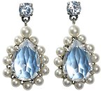 image for earring stud dangling Pirates in Paris multi antique silver (SS 29: crystal; hang-in crystal in lt. blue coloured teardrop bended with pearls)