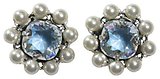 image for earring stud Pirates in Paris multi antique silver (crystal in lt. blue coloured square stone bended with pearls)