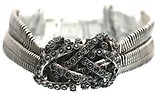 image for bracelet Gordian Knot black Light Antique Silver (bended knot in the centre with jet hematite stones on chain)