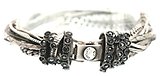 image for bracelet Gordian Knot black Light Antique Silver (bended knot in both ends with jet hematite stones on a multiple chain)