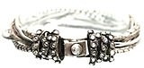 image for bracelet Gordian Knot white Light Antique Silver (bended knot in both ends with crystal silver shade stones on a multiple chain)