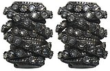 image for earring clip Gordian Knot white Light Antique Silver (bended knot with crystal silver shade stones)