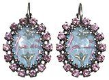 image for earring eurowire Chinoiserie pastel multi antique silver (with lt.rose cup chain around)