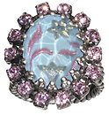 image for ring Chinoiserie pastel multi light rose antique silver (with lt.rose cup chain around)
