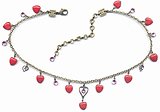 image for necklace Merry Love red/rose antique brass (hearts & tutuis all over)
