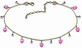 image for necklace Youngster Heart pink antique brass (pink heart beads & tutuis)