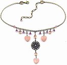 image for necklace Babies Love pink antique brass (several hearts)