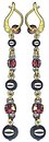 image for earring dangling Pearl Shadow coralline/brown antique copper (long; padparadscha satin stones & pearls in line)