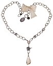 image for necklace-Y Rough Kingdom brown antique silver/antique brass (chain with different crown metals, crystal golden shadow stones & big stone hang-in in the centre)
