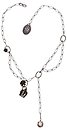 image for necklace-Y Rough Kingdom brown antique silver/antique brass (crown metal, flower & crystal golden shadow stone along a designed chain neckline)