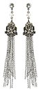 image for earring stud dangling Rough Kingdom multi antique silver/antique brass (SS 29: crystal moonlight; hang-in diamond-cut bead, bended crown-metal & several chain)