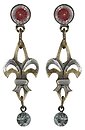 image for earring stud dangling Rough Kingdom multi antique brass (coloured flower, designed metals & tutui together)